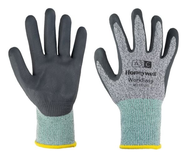 Honeywell WE23-5313G-6/XS, Beskyttende votter, Grå, XS, Workeasy, Slitebestandig, Oljebestandig, Punktering motstandsdyktig, Fiberglass, Nitrilskum...