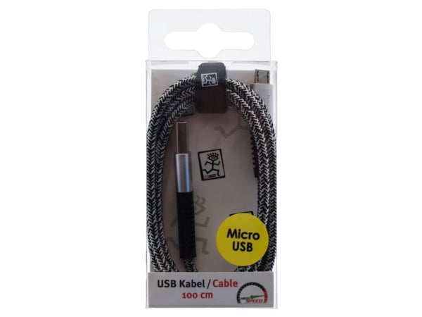 Kaapeli USB 2GO 2GO USB-latauskaapeli - hopea - 100cm Micro-USB:lle