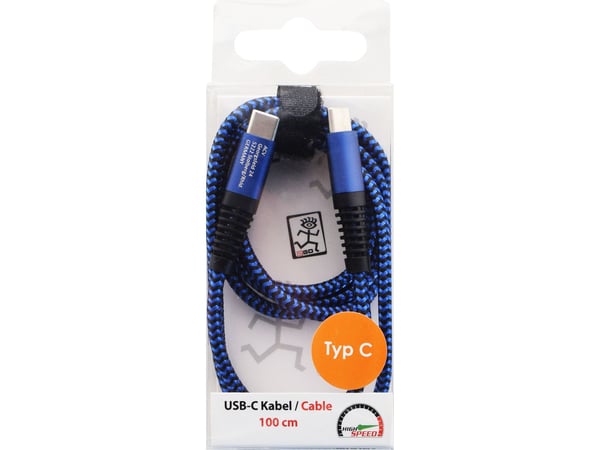 2GO 797194, 1 m, USB C, USB C, USB 3.2 Gen 1 (3.1 Gen 1), Sininen