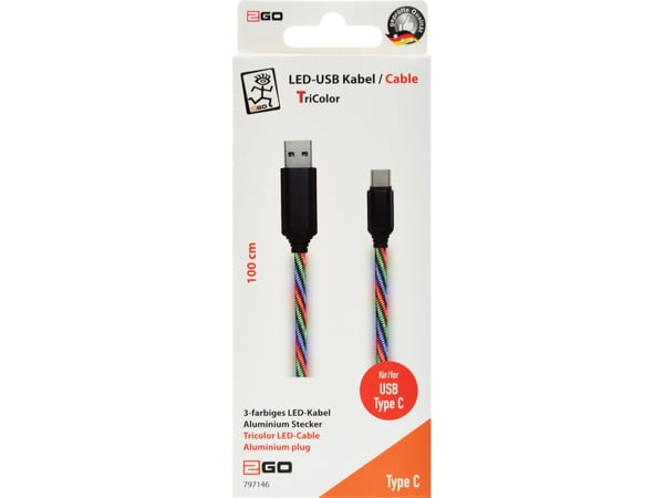 2GO 797146, 1 m, USB B, USB C, Flerfarget