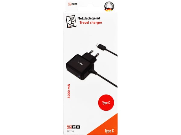 2GO verkkovirtalaturi USB Type-C 3.1 3000mA musta