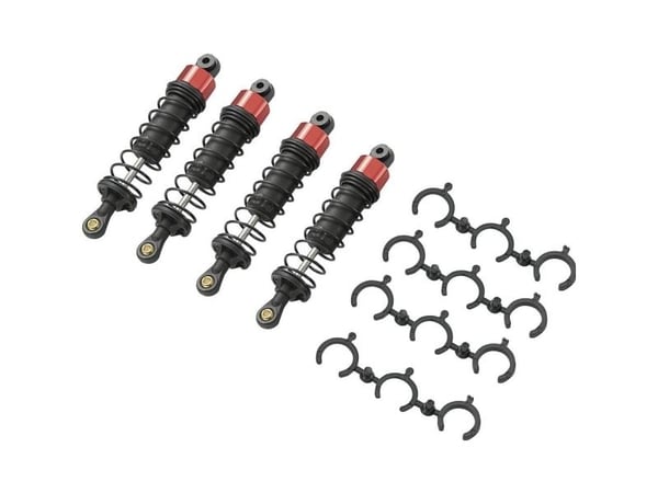 Reely 1:10 oljetrykk-støtdemper i aluminium rød (metallic) med fjærer svart 80 mm 1 stk (RE-7409277)