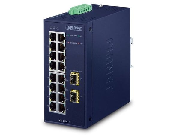 PLANET IGS-1820TF, Uhåndtert, L2, Gigabit Ethernet (10/100/1000), Full tosidig, Kan monteres på vegg