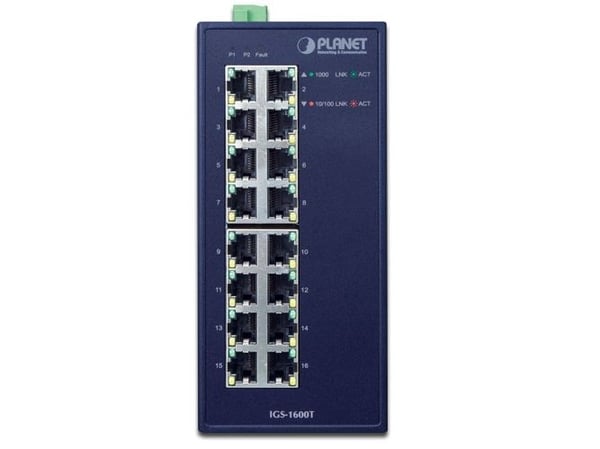 PLANET IGS-1600T, Ohanterad, L2, Gigabit Ethernet (10/100/1000), Full duplex, Monteringsbar på väggen
