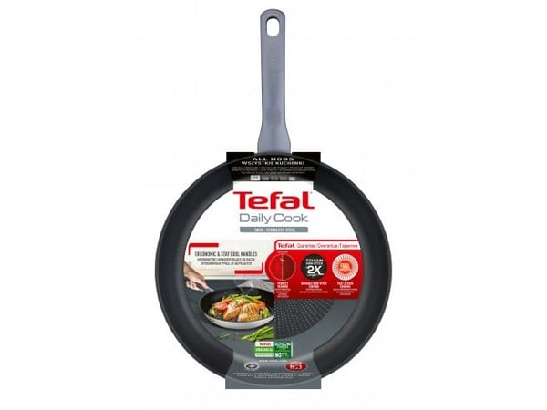 Tefal Daily Cook G7300655, Rund, Universalpanne, Rustfritt stål, Titan, Rustfritt stål, Keramikk, Halogen, Forseglet plate, Gass, Induksjon