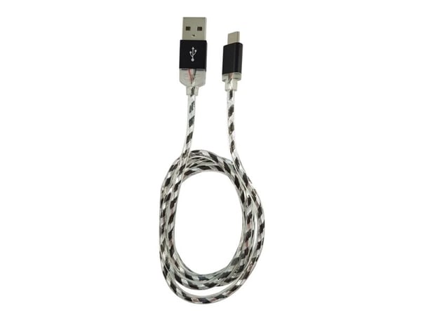 LC Power - USB-kabel - USB (M) til Micro-USB Type B (M) - 2 A - 1 m - Svart, Sølv