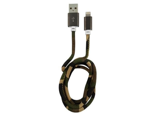 LC Power - Lightning-kabel - USB-hann til Lightning-hann - 1,0m - kamuflasjegrønn - for Apple iPad/iPhone/iPod (Lightning) (LC-C-USB-LIGHTNING-1M-5)
