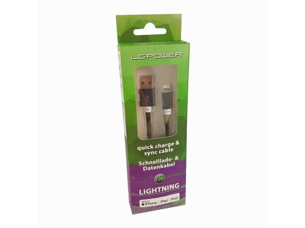 LC Power - Lightning-kabel - USB-hann til Lightning-hann - 1,0m - kamuflasjegrønn - for Apple iPad/iPhone/iPod (Lightning) (LC-C-USB-LIGHTNING-1M-5)