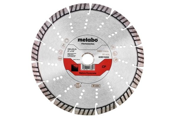 Metabo 628574000, Betong, Rør, Sandsten, 23 cm, 2,22 cm, 6600 RPM, Metabo, 1 stykker