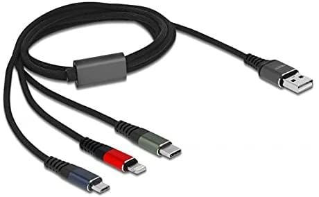 DeLOCK 87277, 1 m, USB A, Micro-USB B/Lightning/Apple 30-pin, USB 2.0, Vihreä, Musta, Punainen, Sininen
