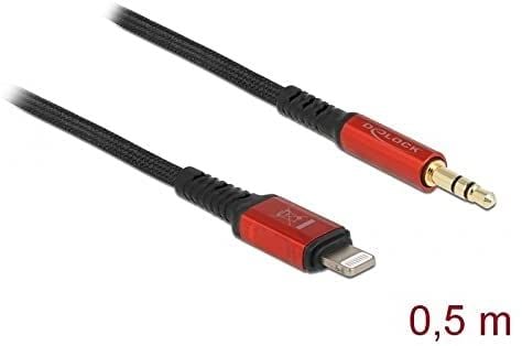 DeLOCK 86586, 3.5mm, Uros, Lightning, Uros, 0,5 m, Musta, Punainen