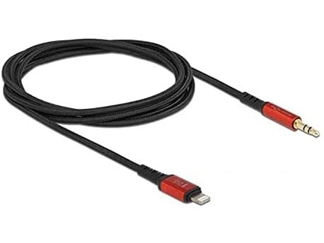 Delock - Kabel fra Lightning til hodetelefonsjakk - Lightning hann til mini-phone stereo 3.5 mm hann - 1.5 m - svart, rød