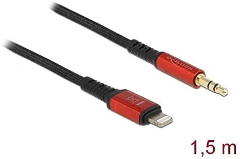 Delock - Kabel fra Lightning til hodetelefonsjakk - Lightning hann til mini-phone stereo 3.5 mm hann - 1.5 m - svart, rød