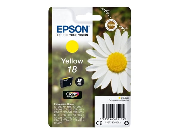 Epson 18 - 3.3 ml - gul - original - blekkpatron - for Expression Home XP-212, 215, 225, 312, 315, 322, 325, 412, 415, 422, 425