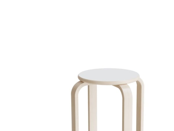 Taburet Oscar, 440 mm, sæde i hvid laminat, stel i hvidpigmenteret birkefinér Taburet Oscar, 440 mm, sæde i hvid laminat, stel i hvidpigmenteret birkefinér