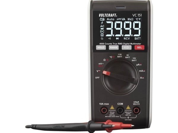 VOLTCRAFT VC151 håndholdt digital multimeter CAT III 600 V (Counts): 4000 (VC-12232385)