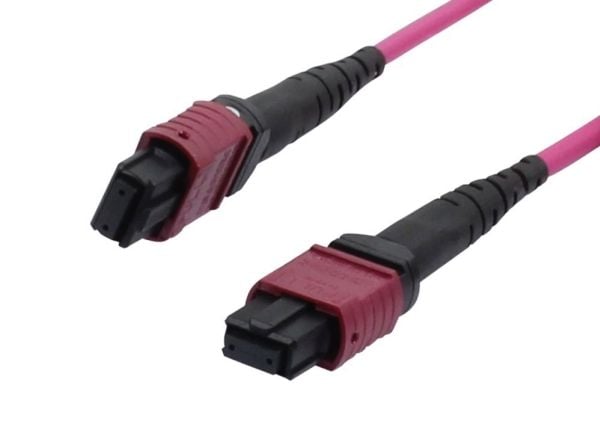 LWL patchkabel OM4 LowLossElite 12 fiber typ B korsad ekviolett 1 m Synergy 21