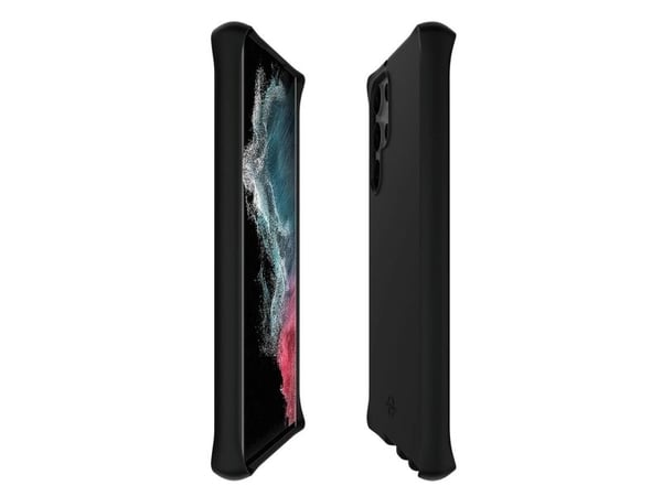 ITSKINS Level 2 Spectrum - Baksidedeksel for mobiltelefon - robust - antimikrobielt - svart - for Samsung Galaxy S22 Ultra