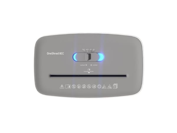 HP OneShred 8CC, Partikkelkutt-makulering, 22 cm, 5 mm, 25 l, 68 dB, Knapper