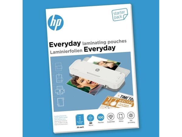 HP Everyday - 80 Micron - 100 Pack - Glanset - Klar - Lamineringsposer (9158)