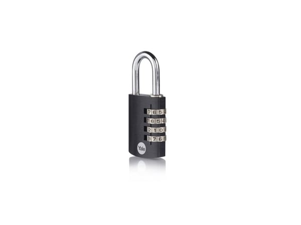 Yale YE3CB/38/131/1/BK, Konventionellt hänglås, Kombinationslås, Svart, Gjuten aluminium, U-format, 1 styck