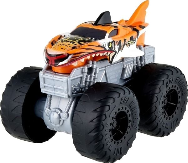 Hot Wheels Monster Trucks Roarin'' Wreckers Tiger Shark, Monster truck, 3 år, LR44, Plast, Metall, Flerfarget