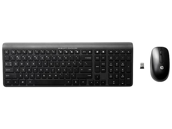 HP 2.4 GHz Keyboard & Mouse NO, Fullstor (100 %), Trådlös, RF Trådlös, QWERTY, Svart, Mus inkluderad