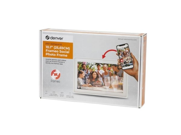 DENVER FRAMEO PFF-1021WHITE - Digital fotoramme - 16 GB - 10.1" - 1280 x 800 - hvit