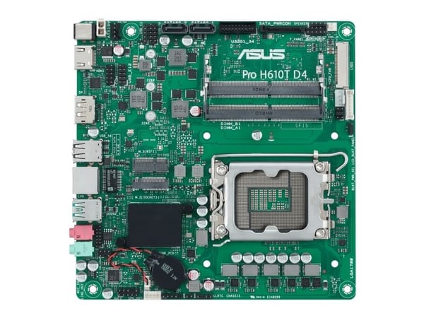 ASUS Pro H610T D4-CSM - Hovedkort - Thin mini ITX - LGA1700-sokkel - H610 Chipset - USB 3.2 Gen 1, USB 3.2 Gen 2 - Gigabit LAN - innbygd grafikk (C...