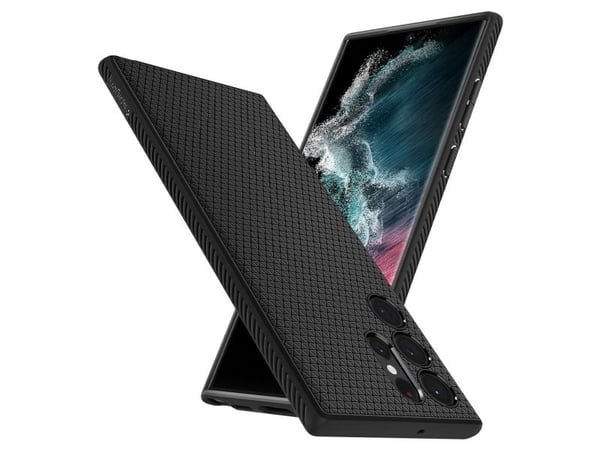 Spigen Liquid Air - Baksidesskydd för mobiltelefon - termoplastisk polyuretan (TPU) - mattsvart - för Samsung Galaxy S22 Ultra
