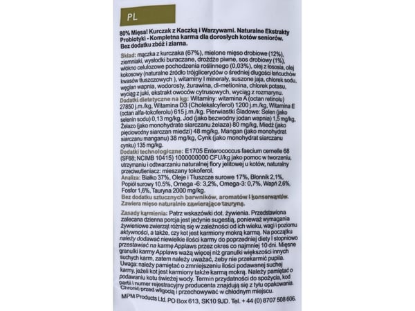 APPLAWS Cat Senior Chicken - kuivaruoka kissanpennuille - 7.5kg