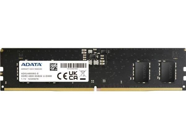 ADATA - DDR5 - modul - 8 GB - DIMM 288-pin - 4800 MT/s / PC5-38400 - CL40 - 1.1 V - ej buffrad - on-die ECC - svart