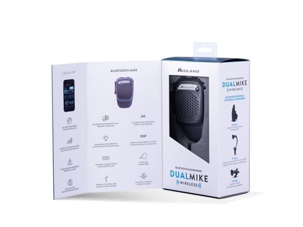 Midland Dual Mike Wireless, Smarttelefonmikrofon, Trådløs, Bluetooth, Svart, 3 W, Batteri