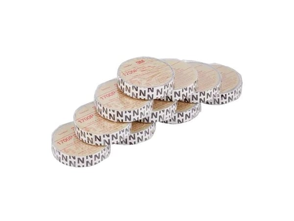 3MTM TemflexTM 1700P N - Tynnyrimerkintäteippi N, 15 mm x 10 m - Musta teippi valkoisella kirjoituksella - (10 kpl)