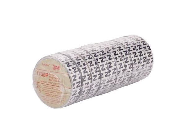 3MTM TemflexTM 1700P N - Tynnyrimerkintäteippi N, 15 mm x 10 m - Musta teippi valkoisella kirjoituksella - (10 kpl)