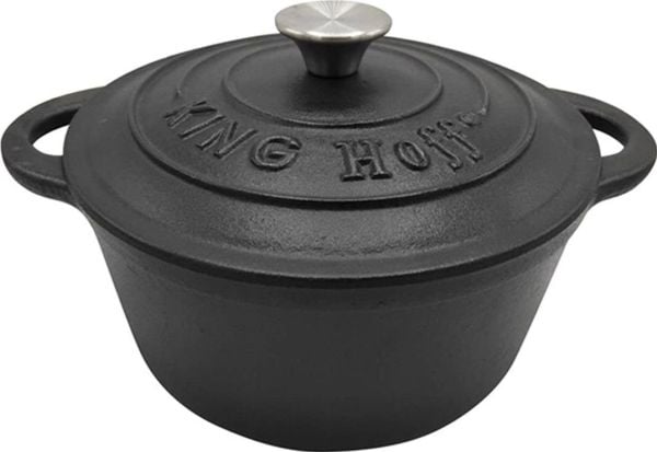 Kinghoff gryte med lokk, støpejern, 24 cm, 4 l, svart