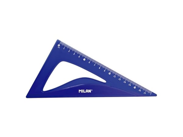 Milan Flex & Resistant Acid, Protractor, Linjal, Trekant, 4 stykker, Blå, 45° & 60°, Halvsirkel, 108 g