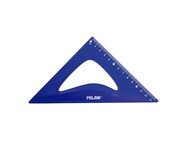 Milan Flex & Resistant Acid, Protractor, Linjal, Trekant, 4 stykker, Blå, 45° & 60°, Halvsirkel, 108 g