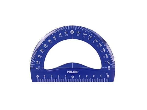 Milan Flex & Resistant Acid, Protractor, Linjal, Trekant, 4 stykker, Blå, 45° & 60°, Halvsirkel, 108 g
