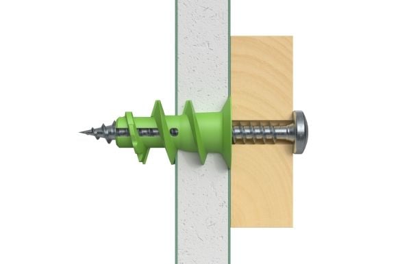 Fischer 524868, Ruuvi- ja seinäpistokesarja, Kipsilevy, Vihreä, 22 mm, 4 mm, 5 mm
