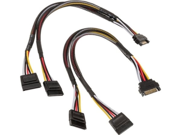 Akasa AK-CBPW05-30 - Strømsplitter - SATA-strøm (hann) til SATA-strøm (hunn) - 30 cm - maskesvart (en pakke 2)