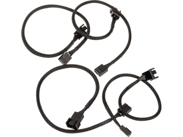 Akasa - Förlängningsströmkabel till fläkt - 4-stifts PWM (hona) till 4-stifts PWM (hane) - 30 cm - svart (paket om 4)