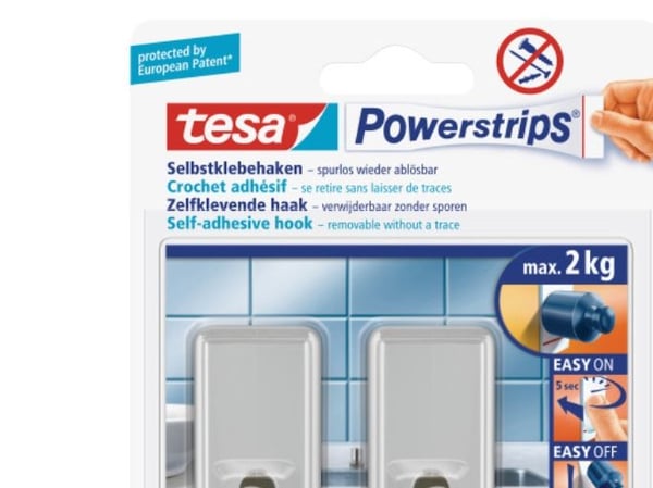 TESA 58051-00010, Sisätila, Keittiökoukku, Metallinen, 2 kpl
