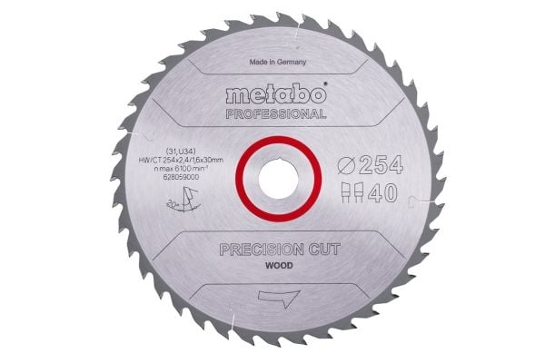 Metabo 628059000, MDF, Kryssfiner, Tre, 25,4 cm, 3 cm, Tungsten Carbide Tipped (TCT), 1,6 mm, 2,4 mm