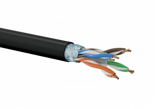 ALANTEC - Samlet kabel - 305 m - foliebelagt uskjermet tvinnet kabelpar (F/UTP) - CAT 6e - utendørs, solid - svart
