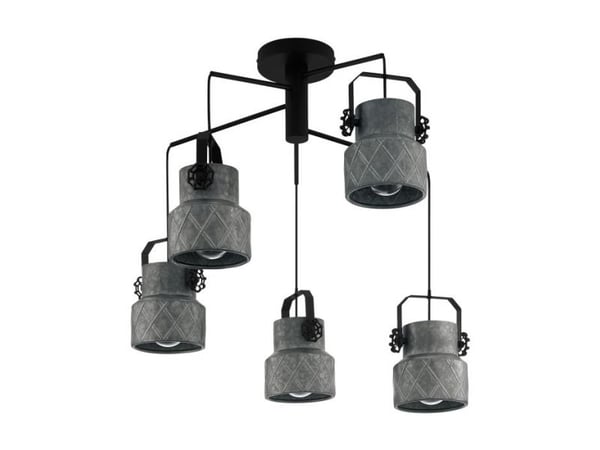 EGLO Hilcott, Svart, Zink, Grå, Stål, Svart, inomhus, 5 lampor