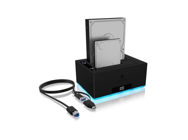 ICY BOX IB-127CL-U3 - Fast tilstand / harddiskstasjonsoppstilling - 2 brønner (SATA-600) - USB 3.2 Gen 1 (ekstern)
