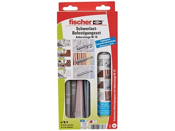 Fischer 300 T SBS Set M 10, Skruekrok og veggpluggsett, Betong, Grå, M10, 6 stykker, Boks