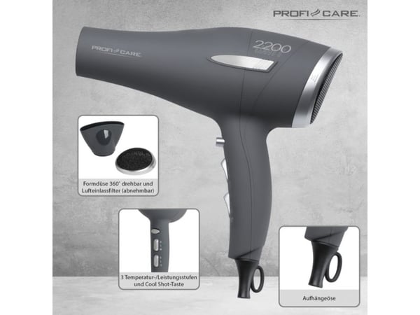 ProfiCare PC-HT 3045 - Hårtork - antracit/silver