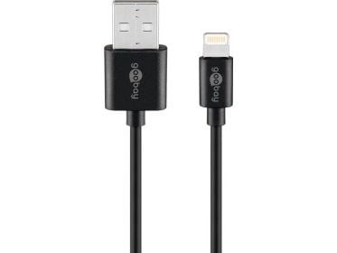 Goobay 72906, 2 m, Lightning, USB A, Hankjønn, Hankjønn, Svart